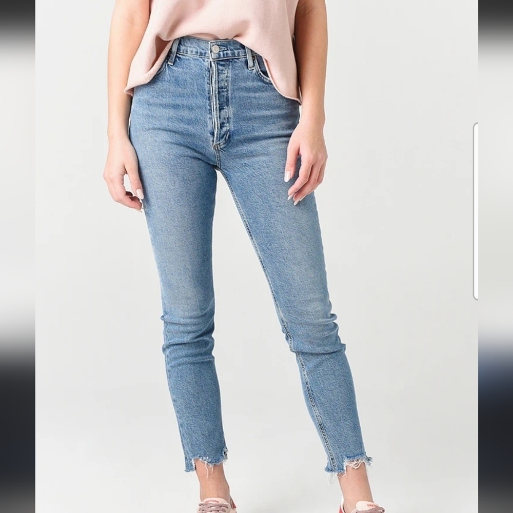 Agolde Nico High Rise Slim Fit in rooted in blue 25
